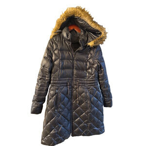 Dawn Levy Kourtney Down Puffer Jacket black removable Hooded faux fur sz-M